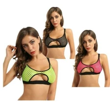 Women's Mesh See Through Bra Tops Sheer Fishnet Bralette Sexy Tank Top Vest