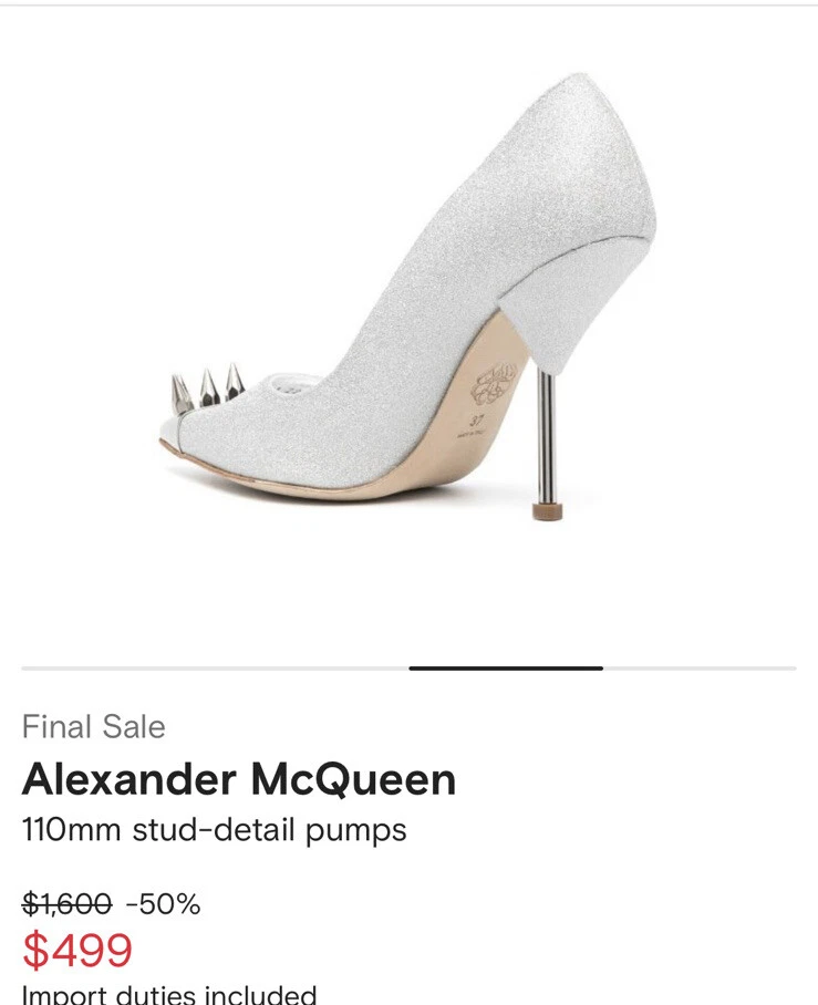 Décolleté Alexander McQueen 110 mm dettaglio borchie nuove taglia 38 5