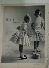 1957 girls RAR Moppets dresses velvet ribbons and bows vintage fashion ad