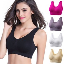 Women Ladies Seamless Comfort Padded Stretch Sports Yoga Bra Top Crops Vest Tank