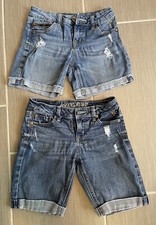 2 PAIR - GIRLS JUSTICE DISTRESSED BLUE JEAN DENIM SHORTS - SIZE 10R 10S