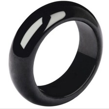 Certified Oil Black Burma Natural Grade A Jade jadeite Circle Ring USA 6-12