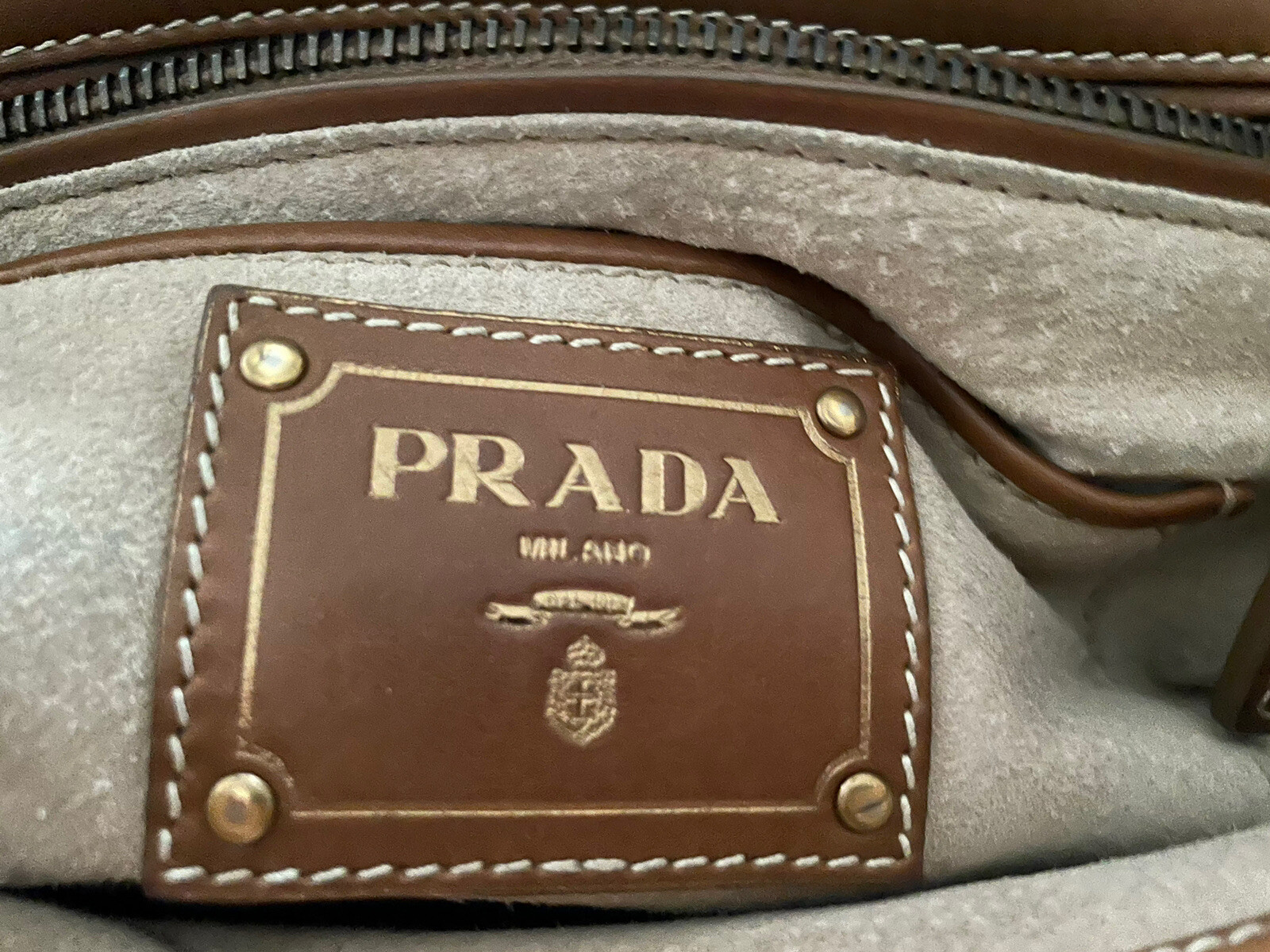 Prada MILANO tan,brown shoulder crossbody handbag  designer, women soft leather, image 4