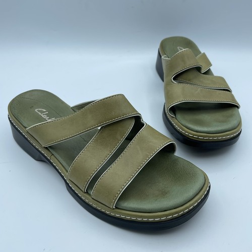 Clarks 70587 Damen-Riemchensandale grün Leder Größe 7M gebraucht