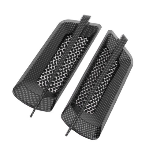 2×Carbon Fiber Style Car Side Air Flow Vent Fender Cover Intake Grille Stickers - Foto 1 di 12