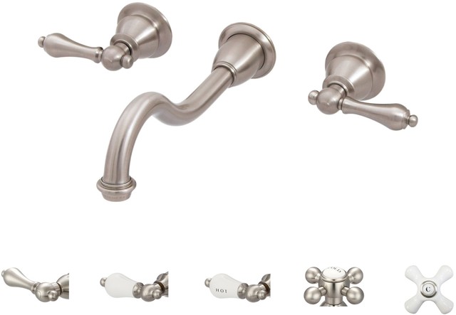 Riobel Wall Mount Lavatory Open Spout Faucet Zoop11 Brushed Nickel