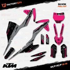 Gray & Pink Slick Graphics kit fits 16-18 KTM SX SXF XC XCF 125 250 300 450