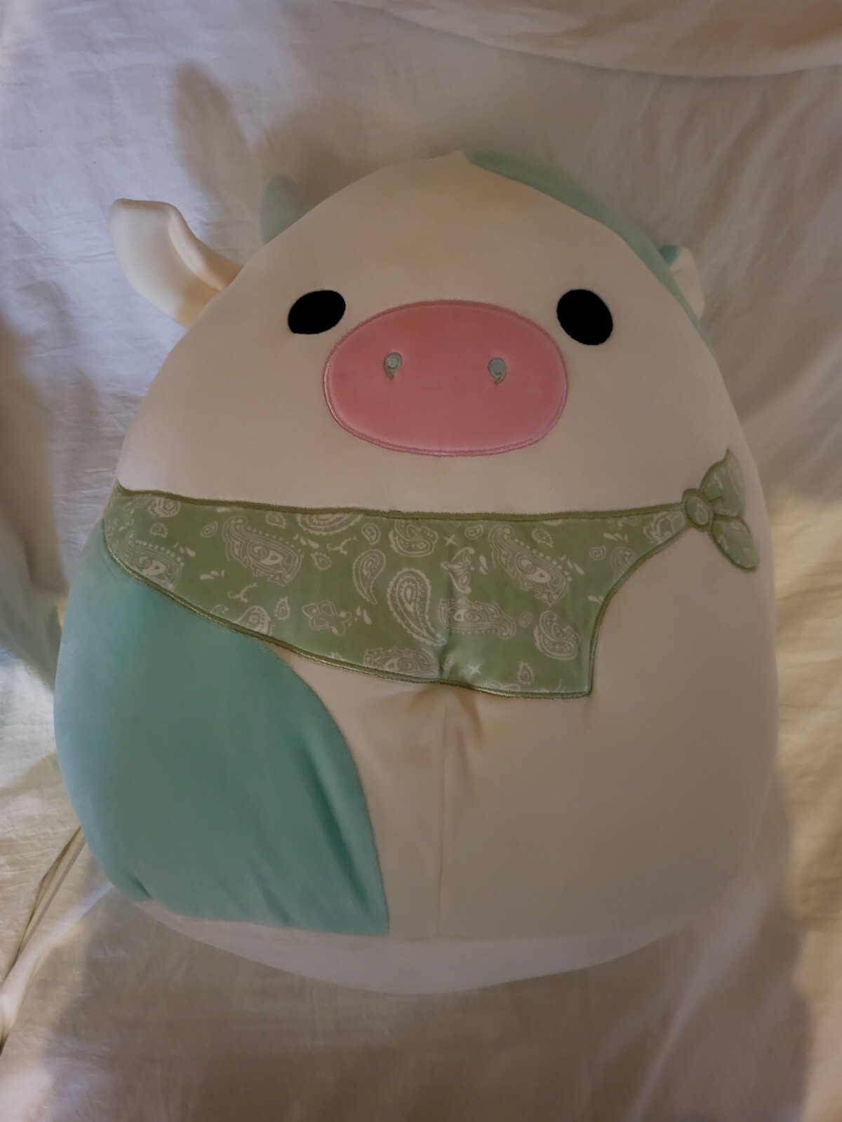 Squishmallow Large 16 Inch Belana The Cow With Green Bandana Plush Easter 2021