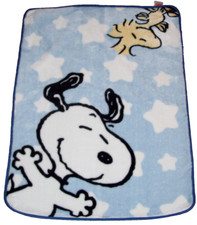 Lambs  Ivy Bedtime Originals Woodstock Snoopy Blue Plush Blanket Stars Peanuts