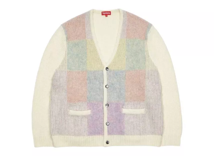 Cardigan blanc à grille brossée suprême