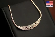 Fashion Women Crystal Necklace Snake Bone Twist Hollow Bling Heart Choker 1881