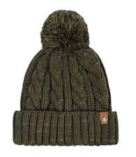 NWOT FRYE Co. Unisex Wear Cable Knit Pom Pom Beanie, Hunter Green, OSFM