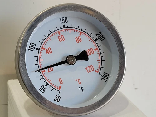 Jones Stephens 2 1/2" Dial Thermometer - 3/4" Sweat Connection 30-250 Degree - Picture 3 of 4