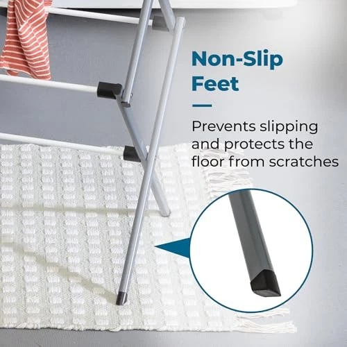 HONEY-CAN-DO COLLAPSIBLE LAUNDRY & TOWEL RACK, STURDY, STEEL - WHITE/ SILVER - Image 4 of 4