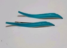 Pair Of 2 Vintage 2.75 Inch Light Blue, Wave Hair Barrettes or Hair Pins.