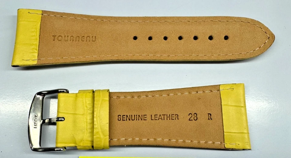 22mm Yellow Genuine Leather Watch Band - Image 2 of 4