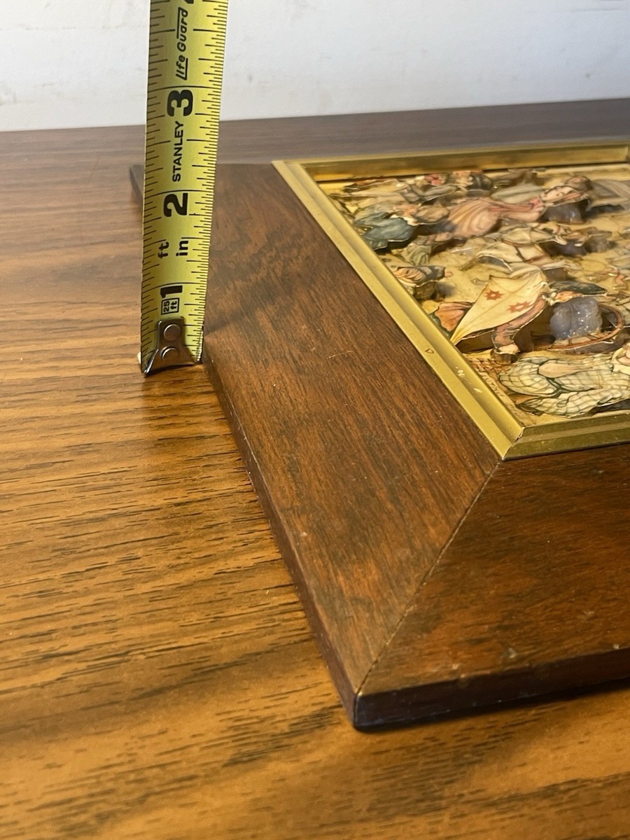 1970s Anton Pieck 3D Shadow Box Market Wood Framed Ornate Art