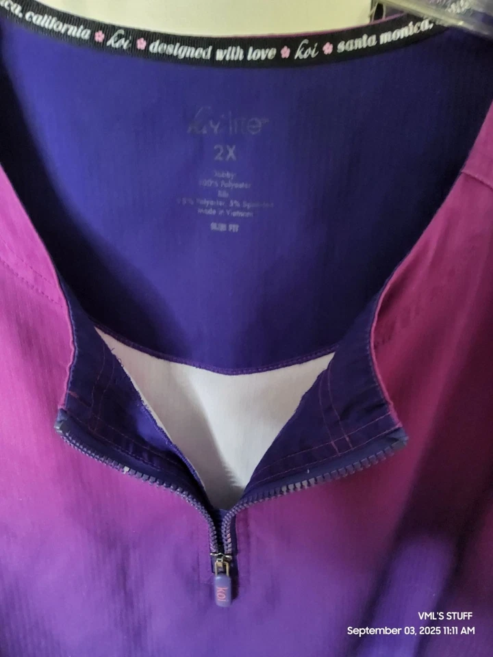 Womens Koi Multicolor Pullover 100% Polyester Nursing Scrubs - Image 3 of 3