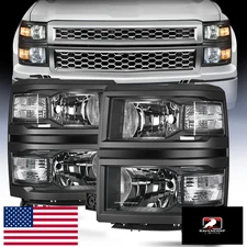 Nilight Headlight Assembly 14-15 Chevy Silverado 1500 Black Housing LH+RH