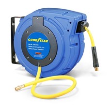 Air Hose Reel Retractable 3/8 Inch x 50' Foot Hybrid Polymer Hose Max 300PSI Com