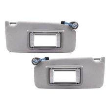 Gray Left Right Side Sun Visor w/Light + Mirror For Honda Accord 08-17 2PACK