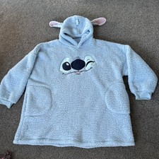 Disney Stitch Women's Blue Dressing Gown Hoodie Size M/L Primark