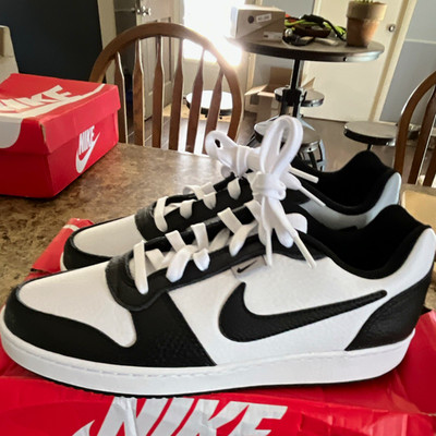 Nike Ebernon Low Prem Men's Leather Lace-Up Sneakers White/Black US 8 AQ1774-102