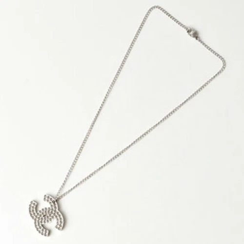 Collana Chanel ciondolo CHANEL qui marchio CC borchie nero argento GZyapr