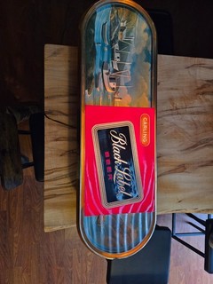 Vintage Genuine Black Label Beer Covered Bridge lighted working back bar sign