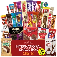 Eastanbul International Snack Box, 30 Chocolate Assortment Bars, Exotic Candy