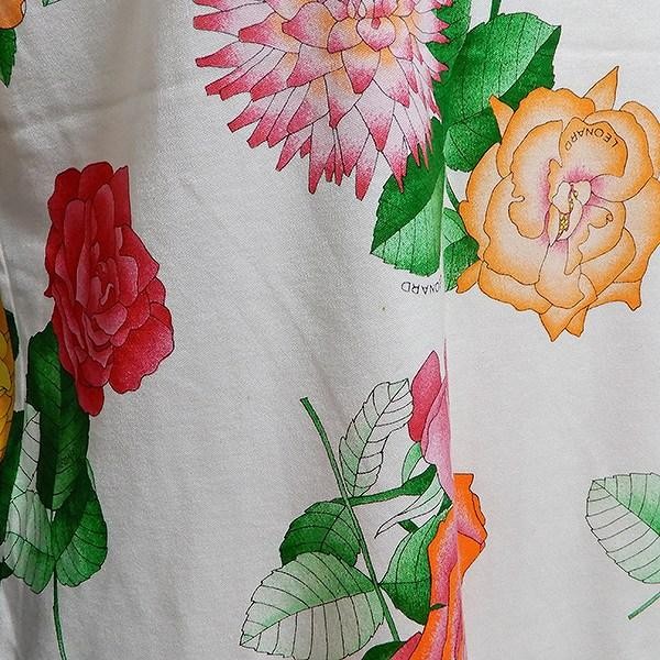 トップス LEONARD Trim floral pattern cut and sew LEONARD Floral Cut & Sew Short Sleeve Top Women's M White