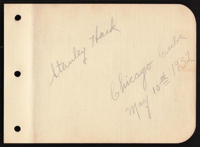 Stan Hack 1932 Early Sig 4.5'' x 6'' Baseball Signed Cut Autograph Book Page *AC3