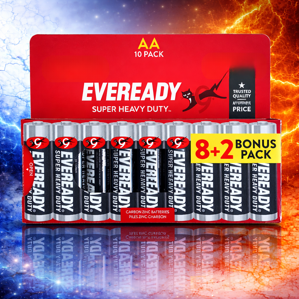 Eveready AA Batteries Zinc Carbon - LR6 1.5V Longest Expiry x 10