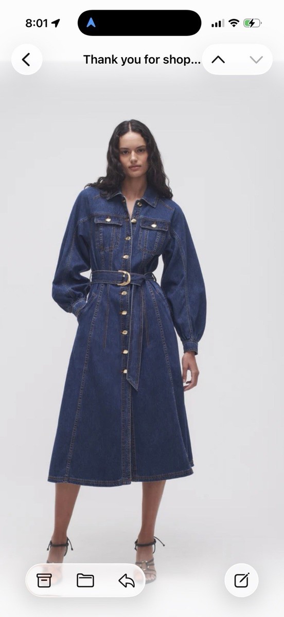 Aje World Colorado Denim Midi Dress - WASHED INDIGO Size 4 | eBay