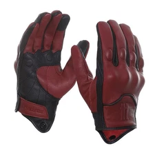 Harssidanzar Men Leather Motorcycle Gloves Touch Screen Riding Driving Oxblood/B