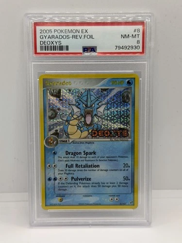 2005 Pokémon Ex Deoxys Gyarados Reverse Foil #8 Stamp PSA 8 NM-MT 8/107