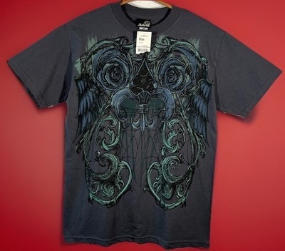 VTG Y2K Hybrid Tees T Shirt Gothic Tribal Graphic Roses fleur-de-lis Men s Sz M