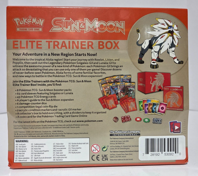 Pokemon TCG Sun & Moon Base Set ETB Solgaleo Elite Trainer Box 8 Booster  Packs