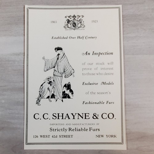 Originale 1923 Ad Furs New York C.C. Shayne Ephemera Stampa Pubblicità Arte - Foto 2 di 12