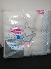 Vtg Boy Cuddle Bed Time Bunny Deluxe Baby Blanket -36" x 45" Acrylic blue stripe