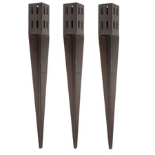 Fence Post Holder Support Drive Down Spike Wedge Grip Brown for 75mm or 100mm