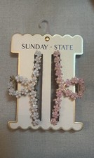 LARGE METAL FLORAL HAIR CLIPS SET OF 2
