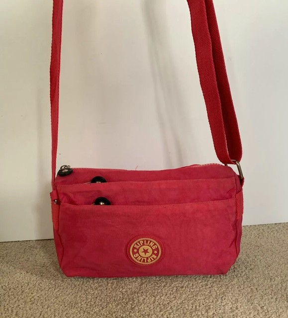 KIPLING HOT PINK Crossbody Small Shoulder BAG Purse Handbag Three Zip