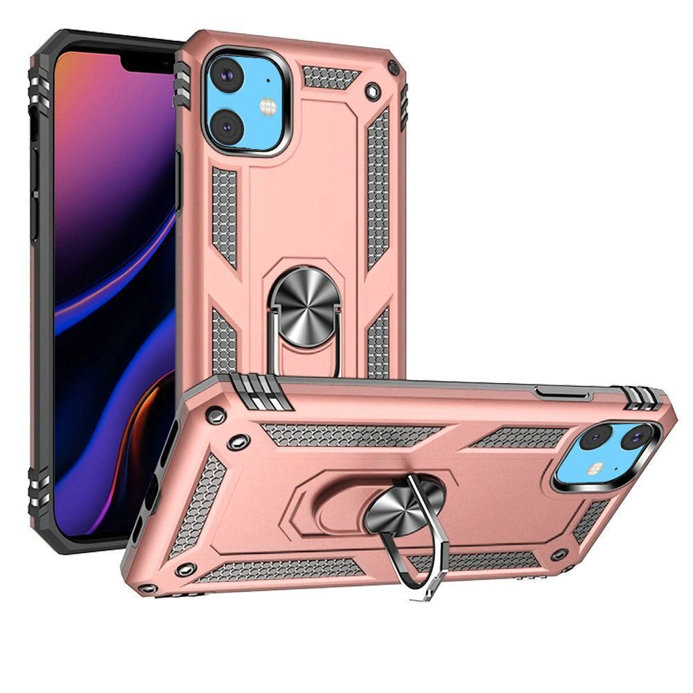 Ring Magnetic Kickstand Hybrid Case Cover Rose Gold For iPhone 11