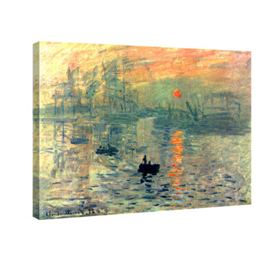 Canvas Print Monet Painting Repro Home Decor Wall Art Sunrise Orange Framed