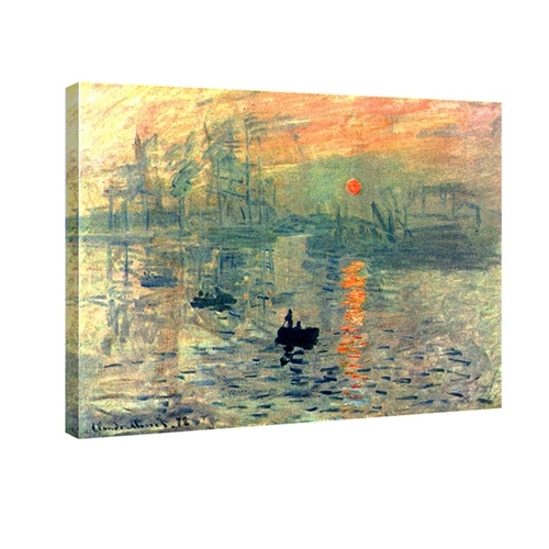 Canvas Print Monet Painting Repro Home Decor Wall Art Sunrise Orange Framed