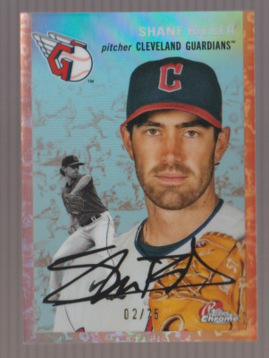 Shane Bieber  2023 Topps Chrome Platinum  Rose Gold Toile #274 02/75 - Guardians