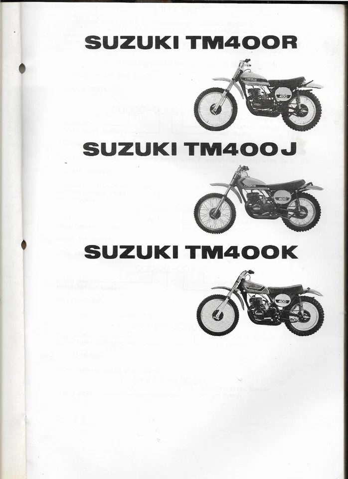 GENUÍNO FABRICANTE DE EQUIPAMENTO ORIGINAL SUZUKI MOTO TM400 1973 Catálogo de Peças Manual Livro - Imagem 2 de 3