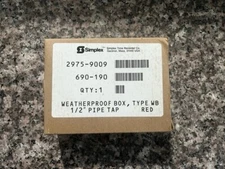 SIMPLEX 2975-9009 RED WEATHERPROOF BOX FIRE ALARM TYPE WB 1/2" PIPE TAP