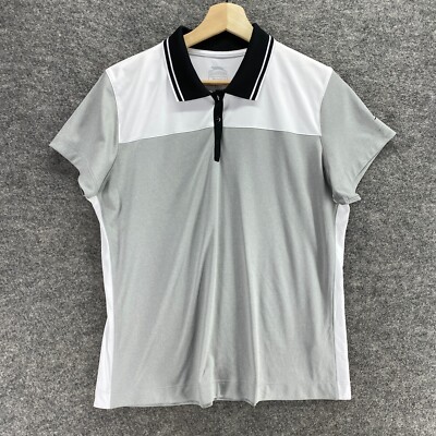 Slazenger Polo Shirt Men L  Gray Collared Button Up Short Sleeve Casual